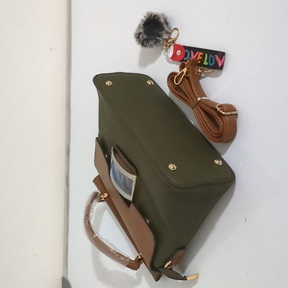 Divinity purse with Shoulder strap. Dark Green/Brown - Picture 8 of 8